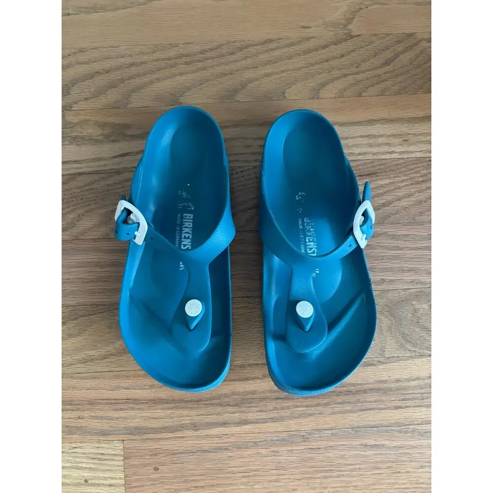 Birkenstock Gizeh EVA Sandals Teal Blue Thong Flip Flop Waterproof Girls Size 12